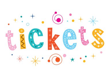 Bilet - izole kelime metin yazı dekoratif