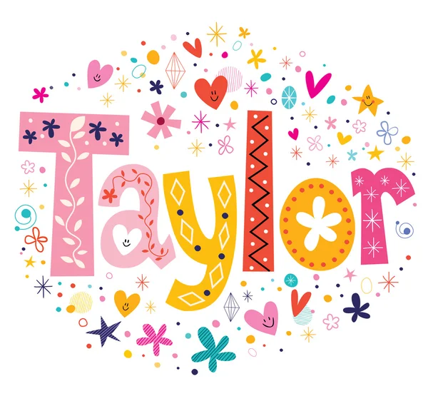 Taylor niñas nombre diseño tipografía decorativa — Vector de stock