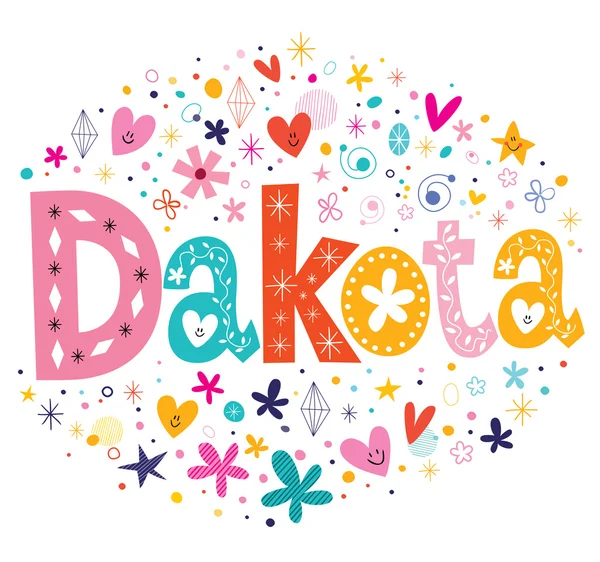 Dekoratif yazı tipi tasarım Dakota kızlar adı — Stok Vektör