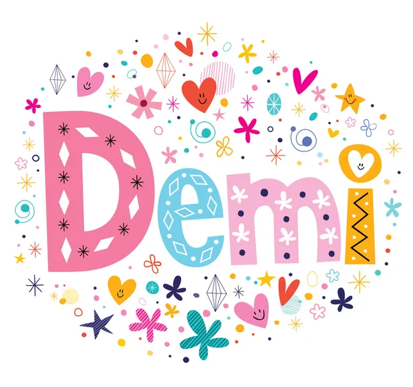 Demi ragazze nome decorativo lettering tipo di design — Vettoriale Stock