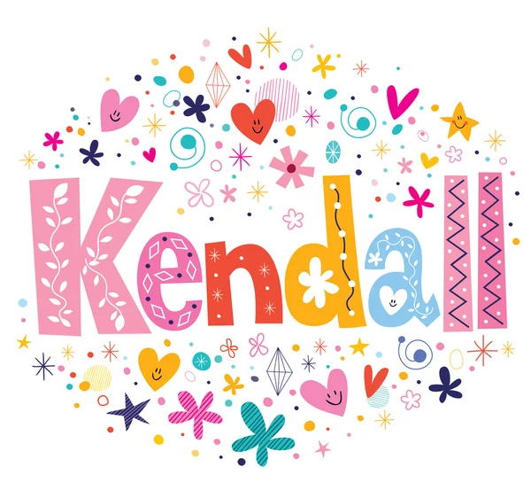 Kendall nombre femenino diseño tipográfico decorativo — Vector de stock