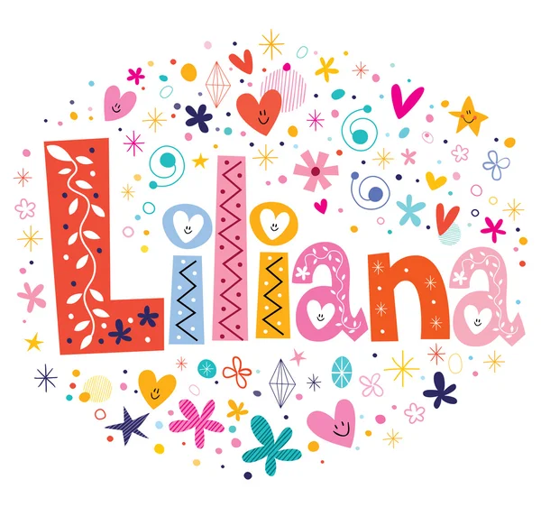 Liliana female name decorative lettering type design — Stock Vector