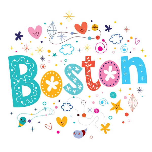 Boston decorative lettering text — Stock Vector