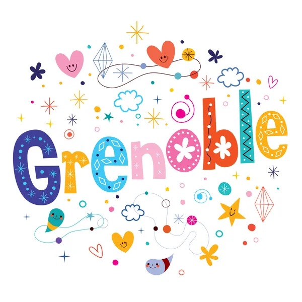 Grenoble texto de letras decorativas — Vector de stock