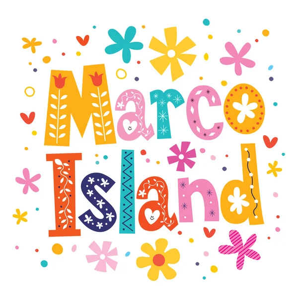 Marco Island vector decoratieve soort belettering — Stockvector