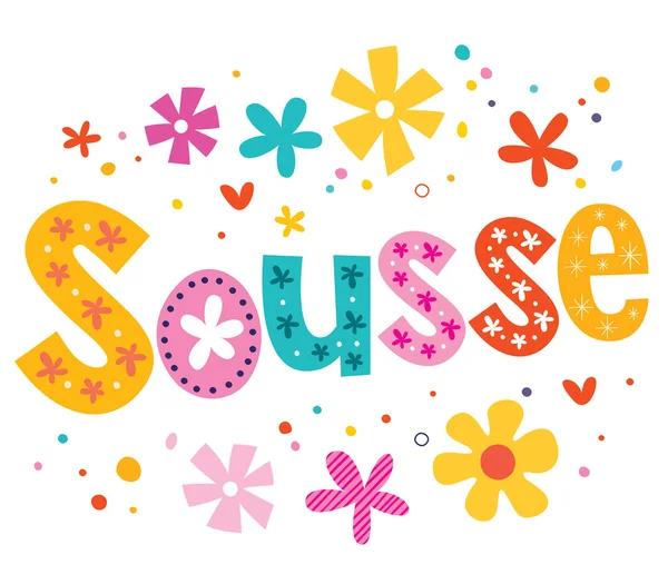 Sousse Túnez vector letras tipo decorativo — Vector de stock