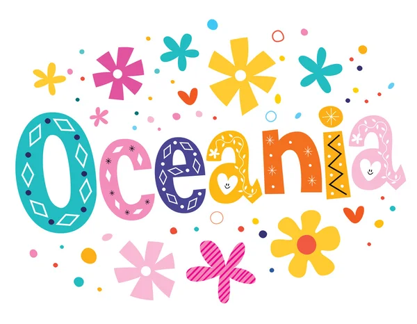 Oceanía vector letras tipo decorativo — Vector de stock