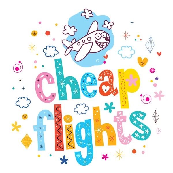 Cheap flights decorative type lettering design — Stock Vector