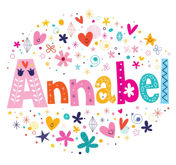 Annabel menina nome decorativo lettering tipo design — Vetor de Stock