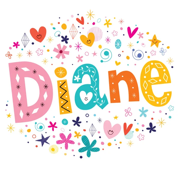 Diane girls name decorative lettering type design — Stock Vector