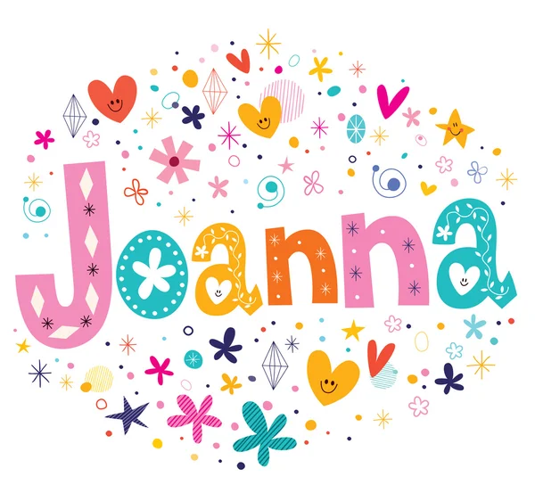 Joanna girls name decorative lettering type design — Stock Vector