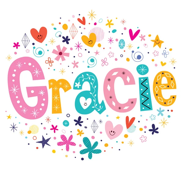 Gracie meninas nome decorativo lettering tipo design —  Vetores de Stock