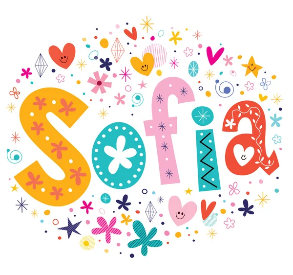 Sofia girls name decorative lettering type design — Stock Vector
