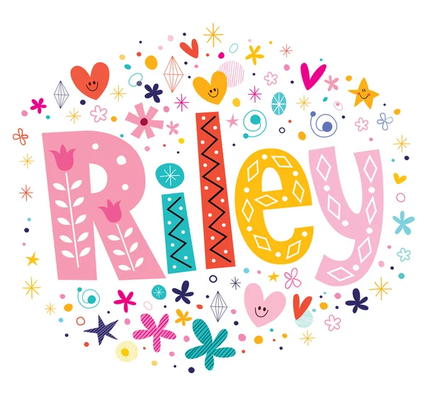 Riley niñas nombre decorativo tipografía diseño — Vector de stock