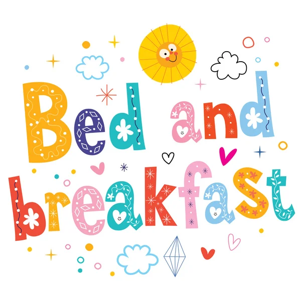 Bed and breakfast tipo decorativo lettering design — Vettoriale Stock
