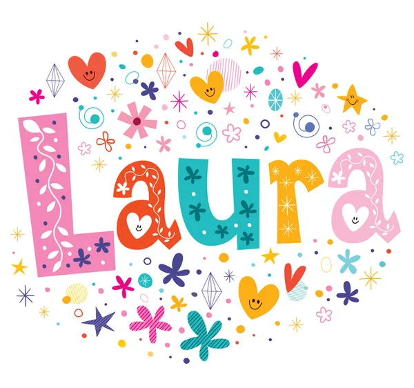 Laura meisjes naam decoratieve belettering typeontwerp — Stockvector
