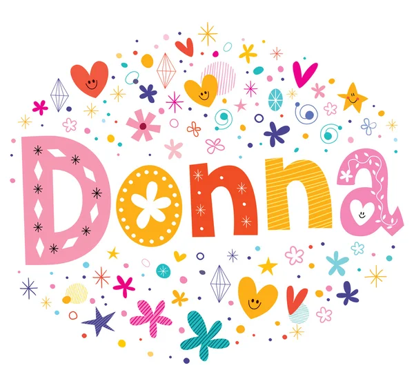 Donna mädchen name dekorative schrift typ design — Stockvektor