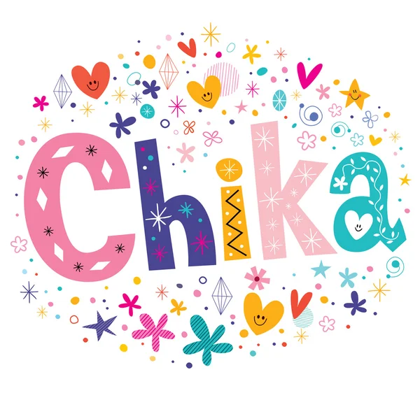 Chika girls name type design — Stock Vector