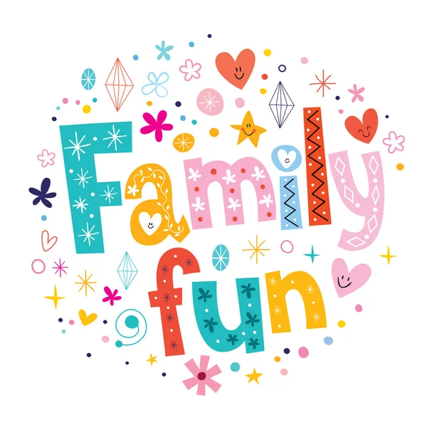 Family fun text — Stock Vector