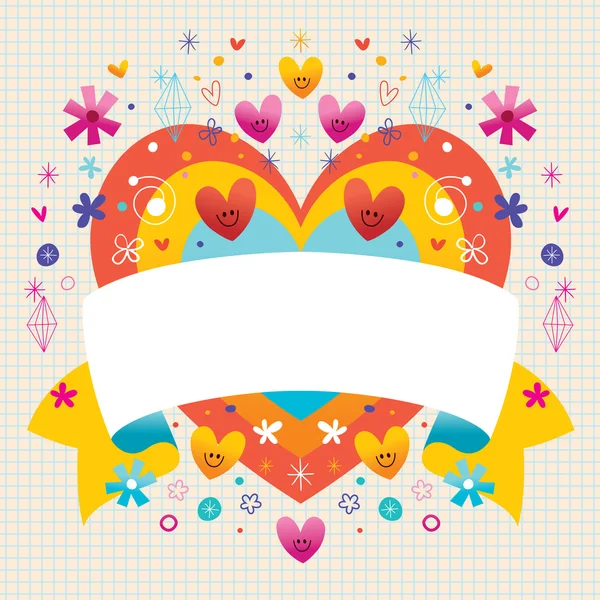 Blank ribbon with cute hearts — Stock Vector