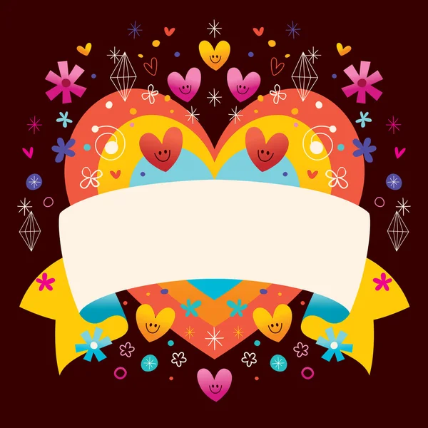 Corazón con cinta en blanco — Vector de stock