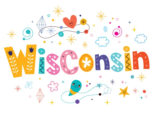 Wisconsin diseño de texto decorativo — Vector de stock