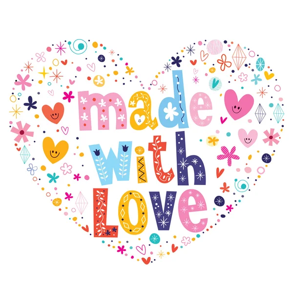 Made with love heart shaped typography — Stock Illustration Made with love heart shaped typography Royalty Free Stock Vectors