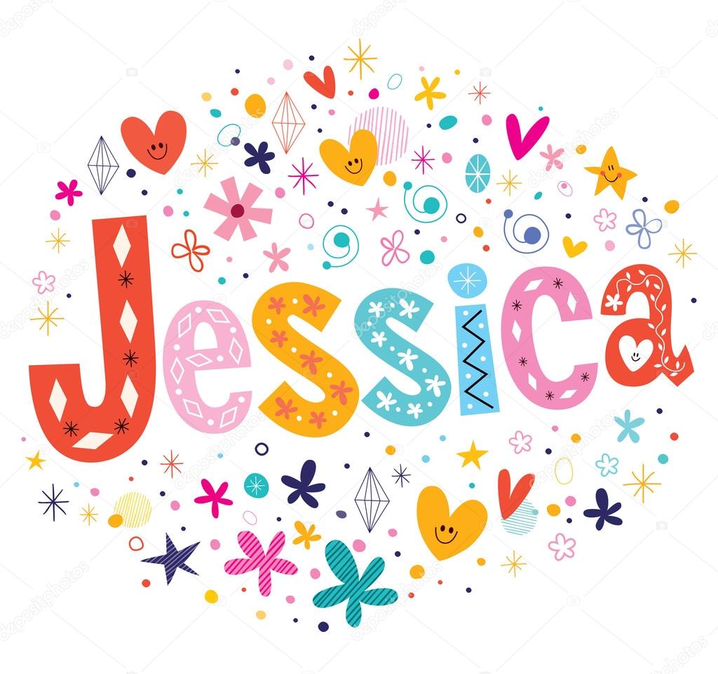 Jessica girls name decorative lettering type design — Stock Vector ...