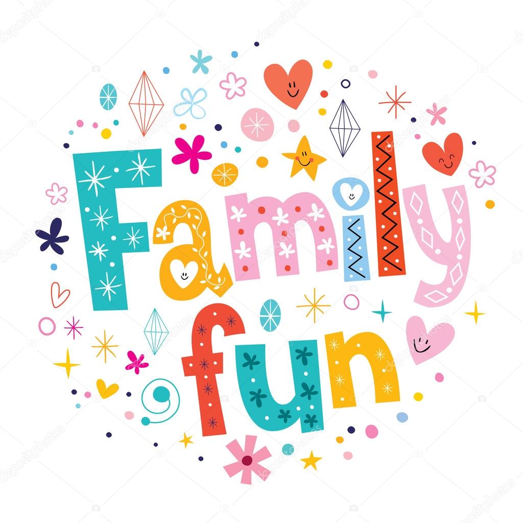 Family fun text vector illustration