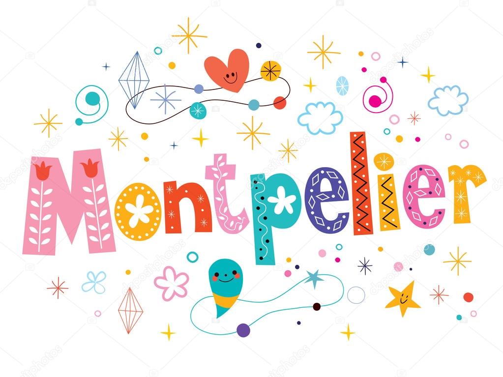 Montpelier decorative type lettering text design vector illustration