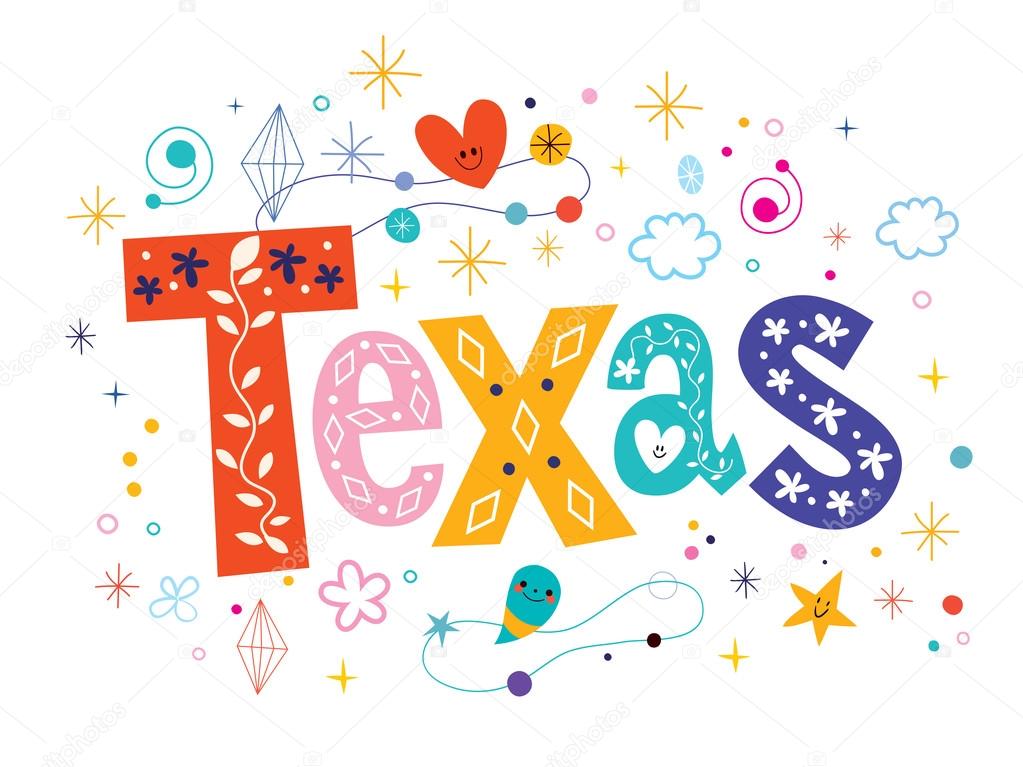 Texas decorative type lettering text design vector illustration