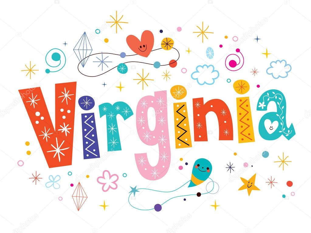 Virginia decorative type lettering text design vector illustration