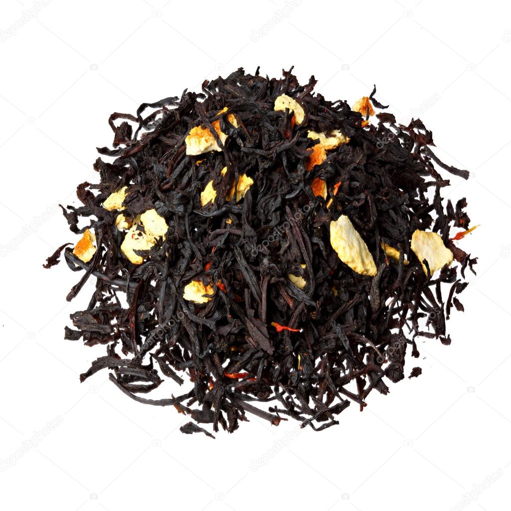 Black tea with orange peels.