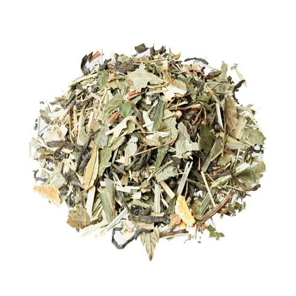 Mieszanka herbaty porzeczki, mięta, trawy cytrynowej, berberys i zielonej skórki o — Zdjęcie stockowe