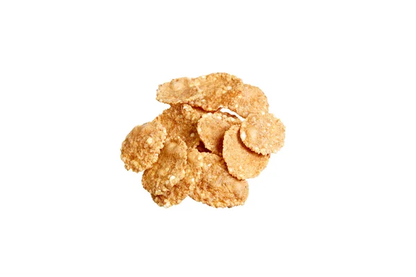 Crispy corn flakes. An isolated object. White background. — Stock Photo, Image
