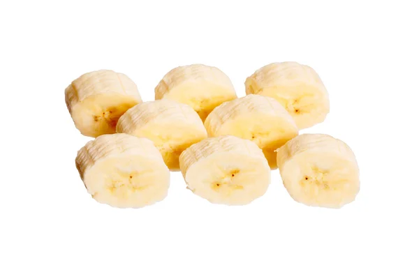 Several banana slices, on white background — Stock Photo, Image