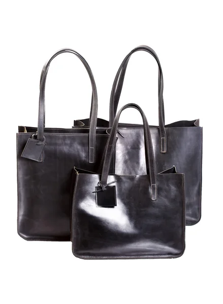 Trois sac de transport de luxe de couleur noire isolé avec fond blanc — Photo