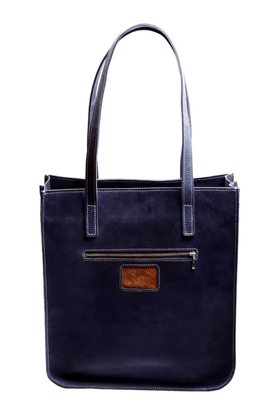 Blå väska tillverkad av mjukt äkta läder — Stockfoto
