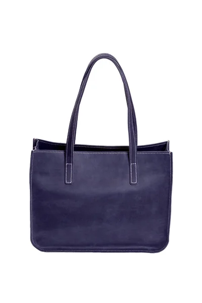 Sac en cuir de luxe bleu isolé sur fond blanc — Photo