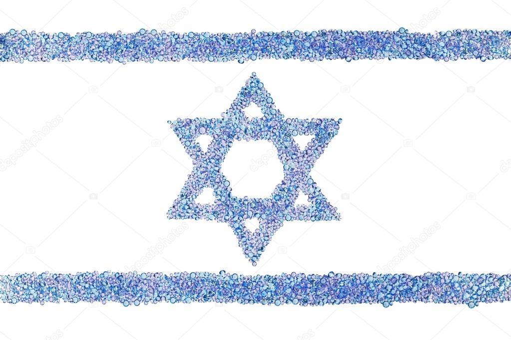 Israeli flag from diamonds isolated on white