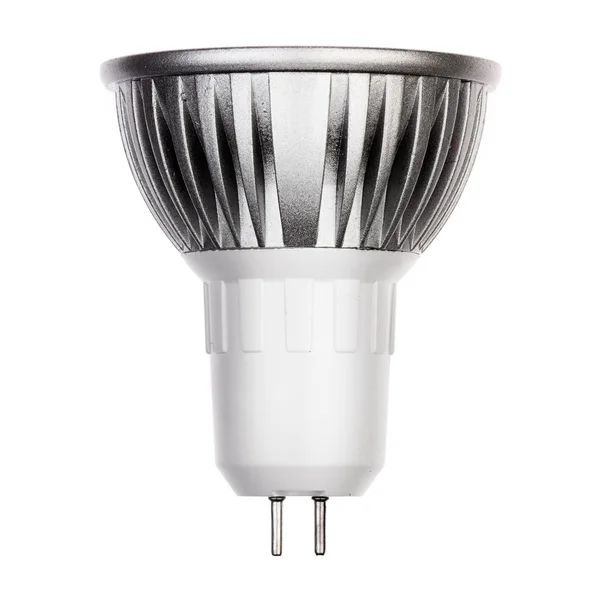 Ampoule LED avec douille GU5.3 Isolé sur blanc — Photo