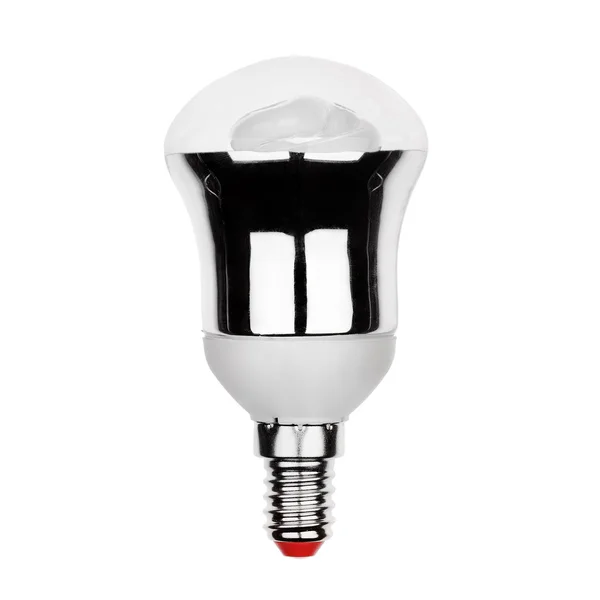 Energiesparlampe mit e14-Fassung isoliert auf weiß — Stockfoto