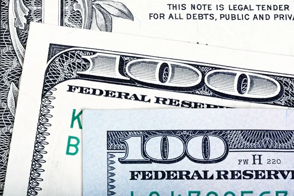 Starý konec nové bankovky sto dolaru na pozadí poznámek. — Stock fotografie