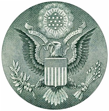 Kartal 1 Amerikan doları banknotunda..