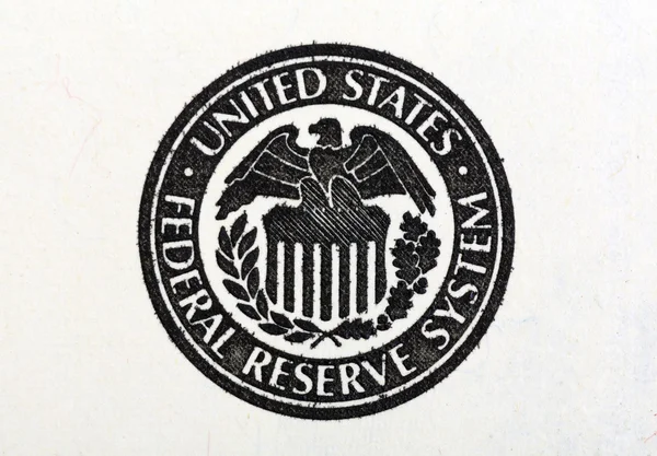 Az amerikai Federal Reserve System szimbólum a régi makro lövés — Stock Fotó