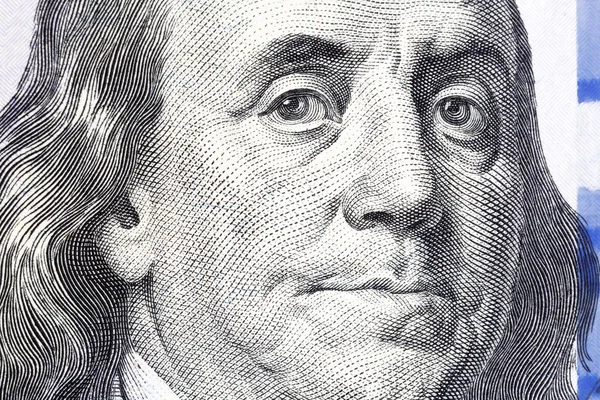 Cien dólares. Retrato de Benjamin Franklin. USD, Estados Unidos — Foto de Stock