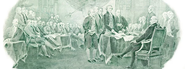 Deklaracja niepodległości z rachunku za dwa dolary amerykańskie. — Zdjęcie stockowe