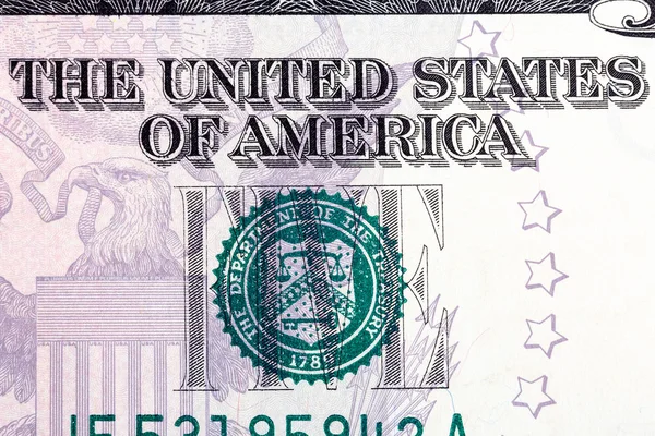 Yksityiskohta viiden Yhdysvaltain dollarin seteli . — kuvapankkivalokuva