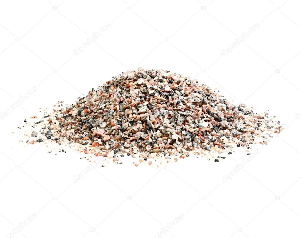 Grey and red stones of quartz isolated on white.