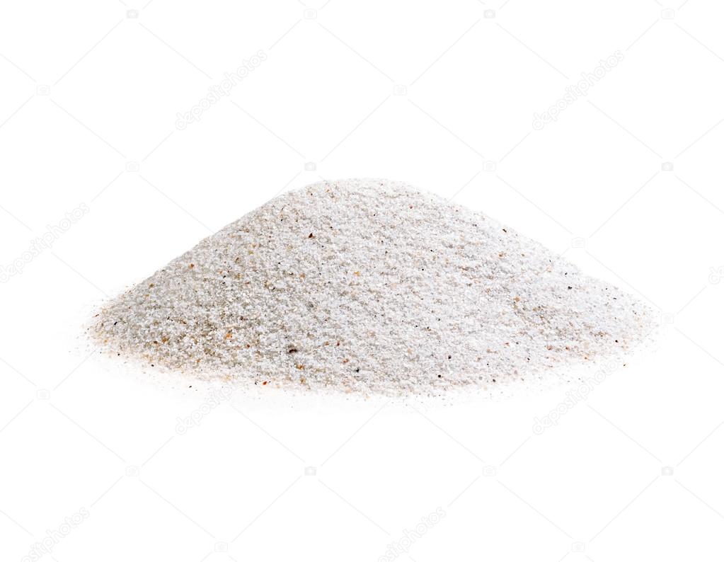 Pile of white sand isolated.